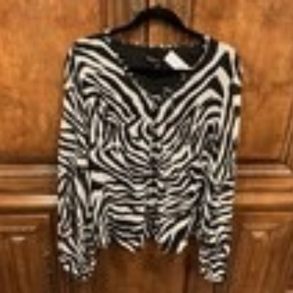 White House Black Market Women's Blouse Animal Print Sheer Zebra Size XL NWT